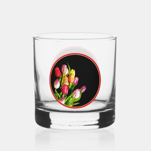 Tulp schilderen - Oorspronkelijke blowerende kunst Whisky Glas (Voorkant)