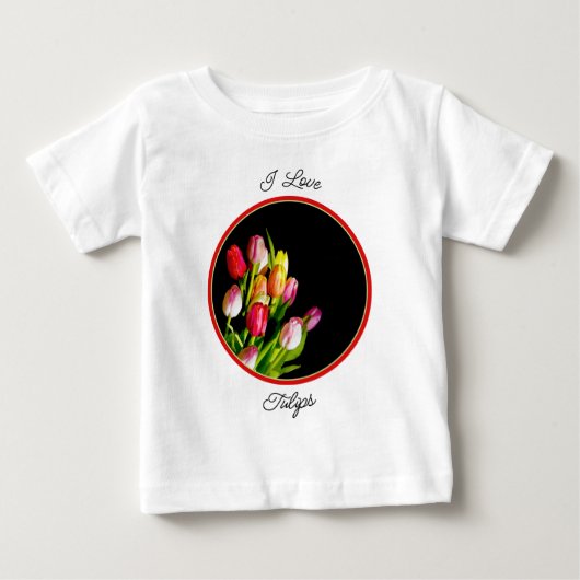 Tulp schilderen - Origineel Baby T-shirt met bloem (Voorkant)
