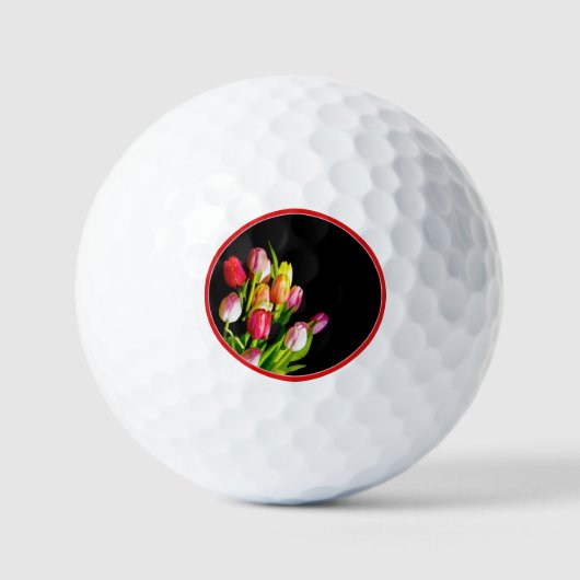 Tulp Schilderij - Originele Bloem Kunst Golfballen (Voorkant)