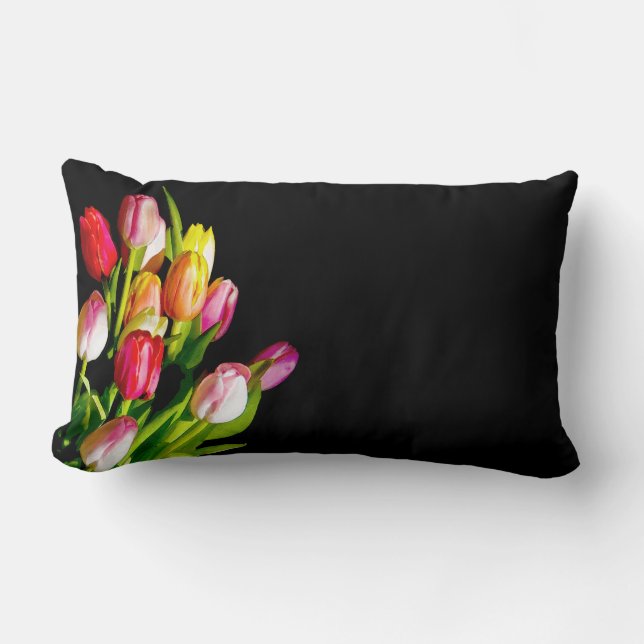 Tulp Schilderij - Originele Bloem Kunst Kussen (Voorkant)
