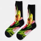 Tulp Schilderij - Originele Bloem Kunst Sokken (Links)