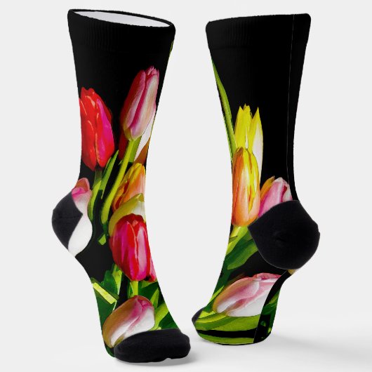 Tulp Schilderij - Originele Bloem Kunst Sokken (Gebogen)