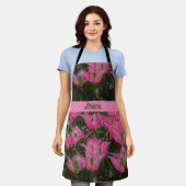 Tulp Schort met donkerroze tulpen (Gedragen)