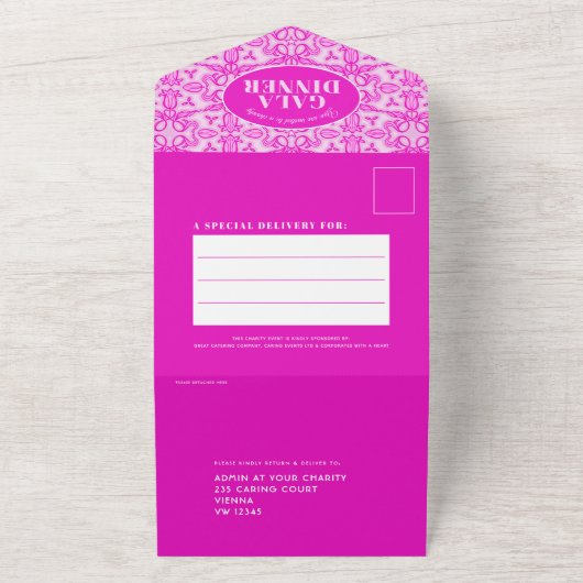 Tulp sterren roze gala dinegebeurtenis all in one uitnodiging (Buitenkant)