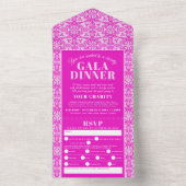 Tulp sterren roze gala dinegebeurtenis all in one uitnodiging (Binnen)