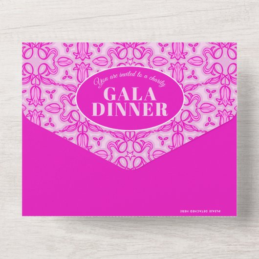 Tulp sterren roze gala dinegebeurtenis all in one uitnodiging (Achterkant)