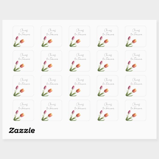 Tulp Tango Vierkante Sticker (Vel)