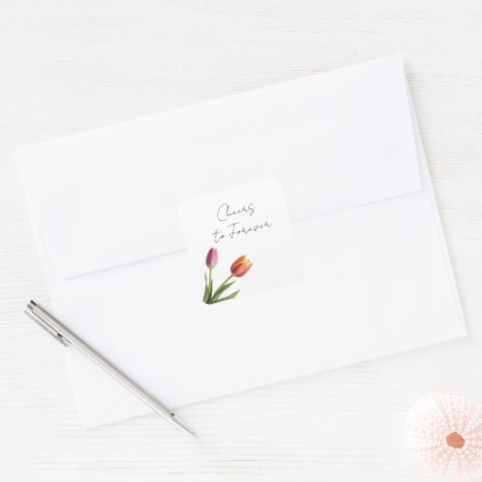 Tulp Tango Vierkante Sticker (Envelop)