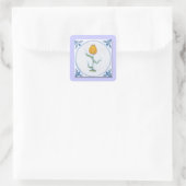 Tulp Tegel Kunst met Blauw en Wit Vierkante Sticker (Tas)