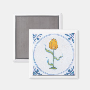 Tulp Tegel Kunst met Blauwe en Witte Magneet