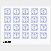Tulp Tile Art met blauw en wit Vierkante Sticker (Vel)