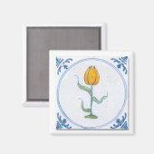 Tulp Tile Art met Blue en White Magnet (Voorkant / Achterkant)