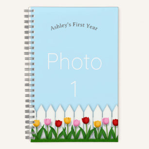 Tulp Tuin met Witte Piket Hek Custom Foto Notitieboek