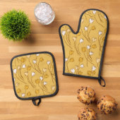 Tulp Tuin Oven Mitt en Pot Houders Ovenwant & Pannenlap Set (Top down)