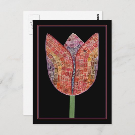 Tulp van postzegels - briefkaart (Voorkant / Achterkant)