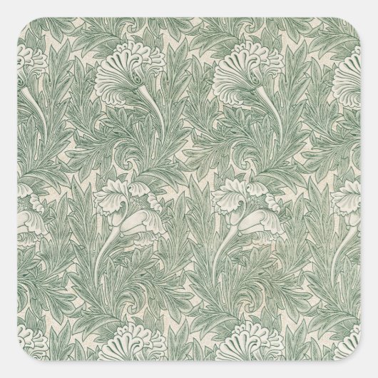 Tulp van William Morris, Bloemenkunst Vierkante Sticker (Voorkant)