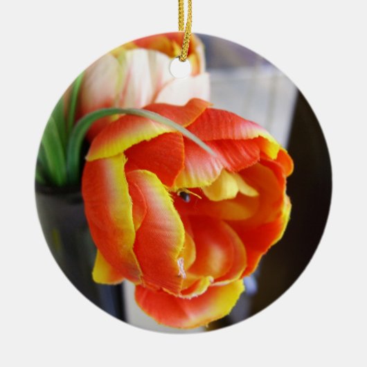 Tulp van zijde keramisch ornament (Voorkant)