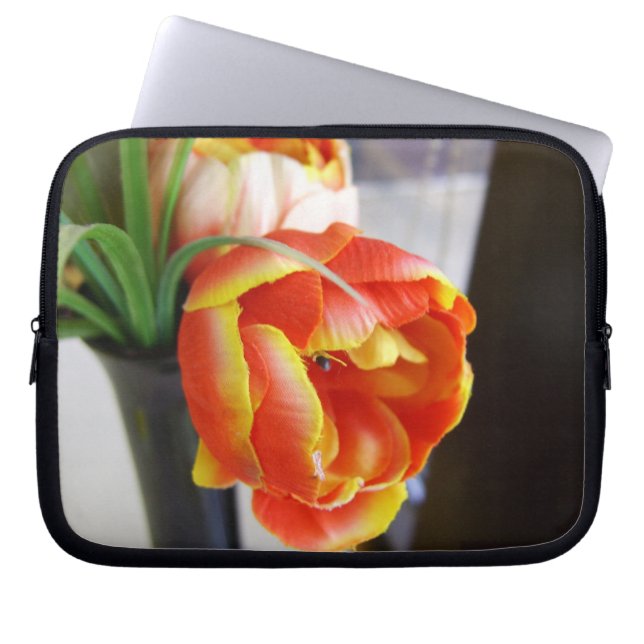 Tulp van zijde laptop sleeve (Voorkant)