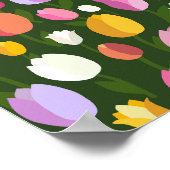 Tulp Veld 01 Retro Bloemen Kleurrijk Poster (Hoek)