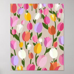Tulp Veld 03 Kleurrijke Bloemen Poster