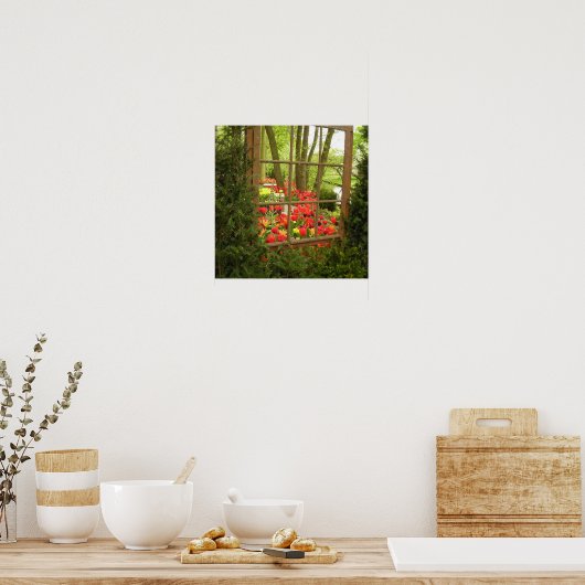 Tulp vensterafdruk poster (Keuken)