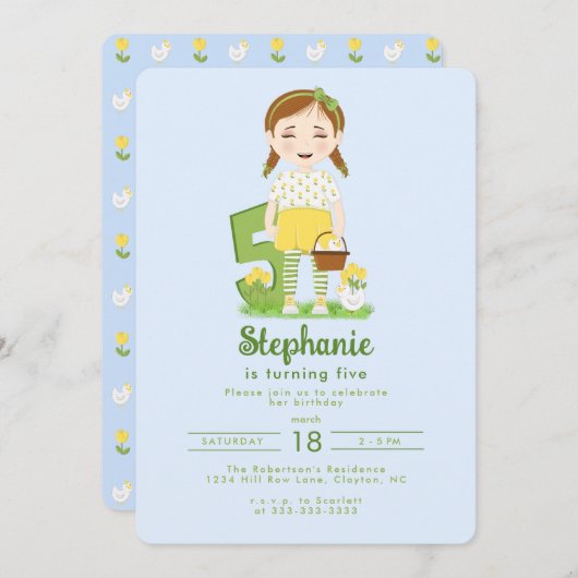 Tulp verjaardagsuitnodiging kaart (Voorkant / Achterkant)