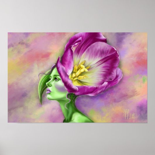 Tulp Vrouw Poster (Voorkant)
