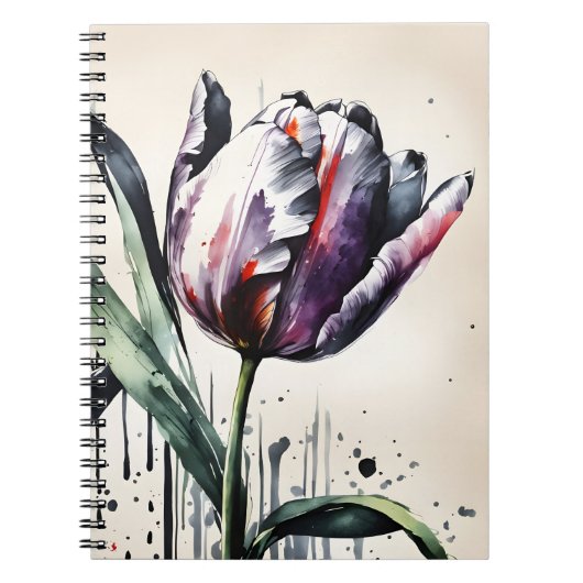 Tulp - Waterverf bloemen Notitieboek (Voorkant)