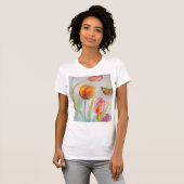 Tulp Waterverf bloemen Womens T Shirt (Voorkant volledig)
