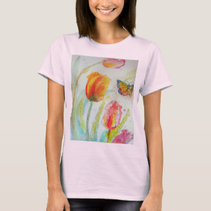 Tulp Waterverf bloemen Womens T Shirt