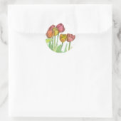 Tulp Waterverf Bloemen Zalmroze Bloemenkunst Ronde Sticker (Tas)