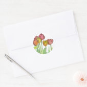 Tulp Waterverf Bloemen Zalmroze Bloemenkunst Ronde Sticker (Envelop)