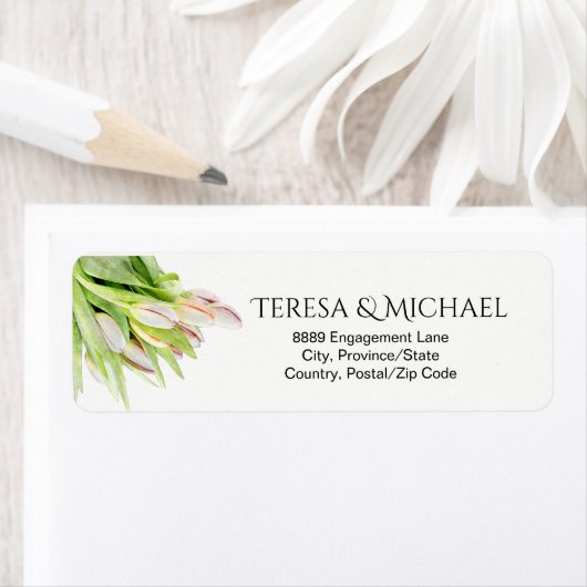 Tulp, waterverf, bruiloft etiket (Insitu)