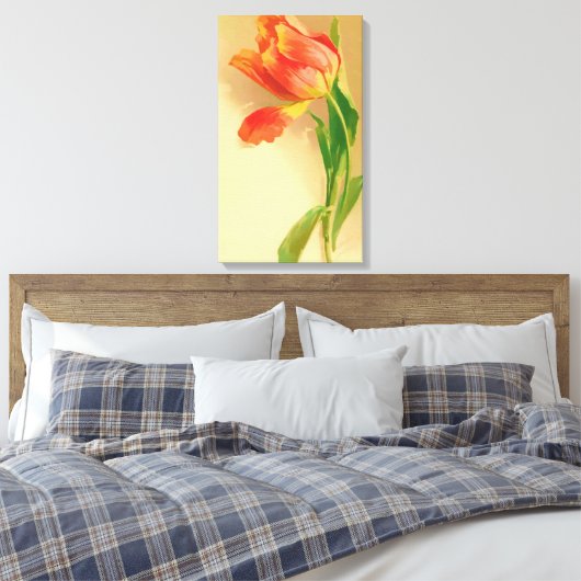  tulp Waterverf kantelen links Canvas Afdruk (Insitu (Slaapkamer))