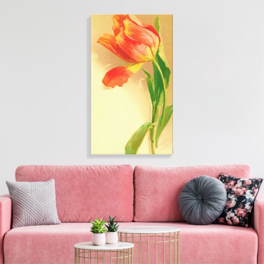  tulp Waterverf kantelen links Canvas Afdruk (Insitu (Woonkamer))