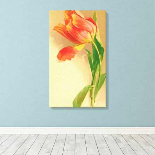 tulp Waterverf kantelen links Canvas Afdruk (Insitu (Houten vloer))