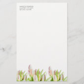 Tulp, waterverf, roze en groen, briefpapier (Voorkant)