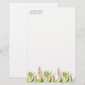 Tulp, waterverf, roze en groen, briefpapier (Voorkant / Achterkant)