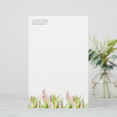 Tulp, waterverf, roze en groen, briefpapier (Staand voorkant)