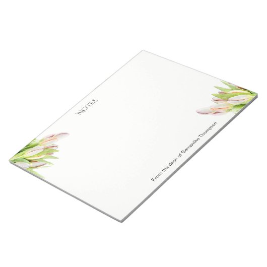 Tulp, waterverf, roze en groen, notitieblok (Schuin)