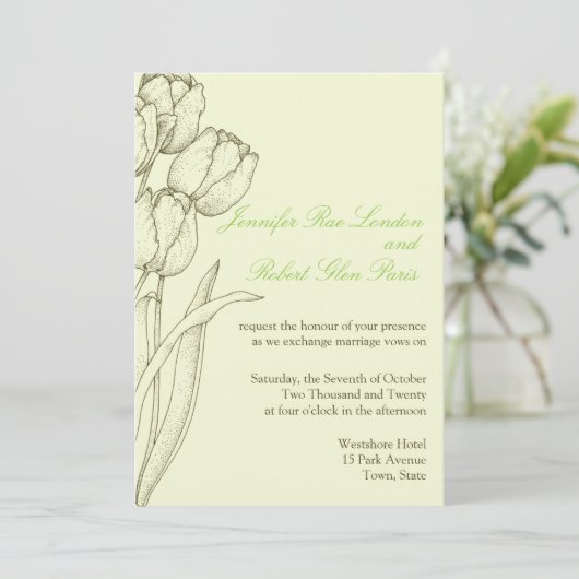 Tulp Wedding-uitvindingen Bloed Design Floral Kaart (Staand voorkant)