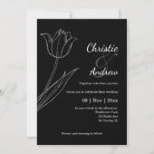 Tulp Zwart en Wit Bruiloft Uitnodigingen (Voorkant)