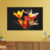 Tulpbloemen tegen zwarte achtergrond canvas afdruk (Insitu (Woonkamer))