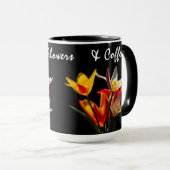 Tulpbloemen tegen zwarte achtergrond mok (Voorkant rechts)