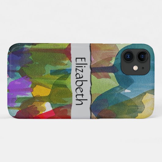 Tulpbloemen, Waterverf bloemen, Jouw naam Case-Mate iPhone Case (Achterkant (horizontaal))