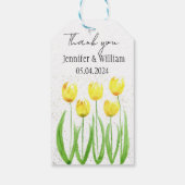 Tulpbloemen waterverf Geel Rustic Weddenschap Cadeaulabel (Achterkant)