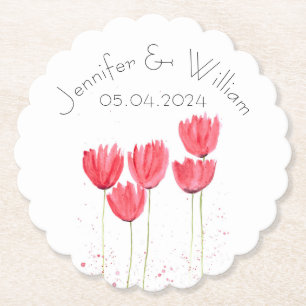 Tulpbloemen waterverf Geel Rustic Weddenschap Kartonnen Onderzetters
