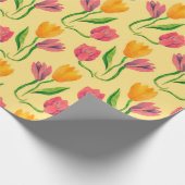 Tulpbloemen waterverf naadloos patroon cadeaupapier (Hoek)