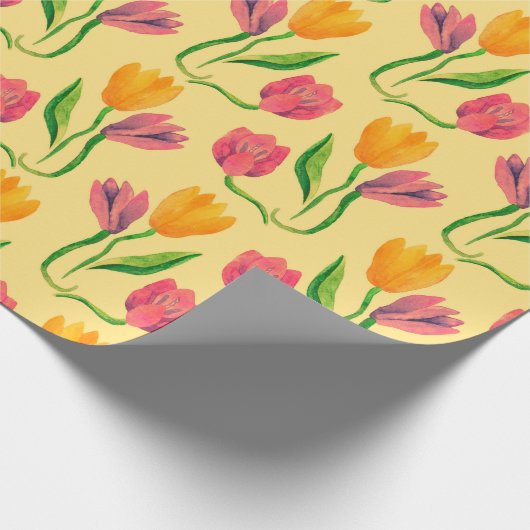 Tulpbloemen waterverf naadloos patroon cadeaupapier (Hoek)
