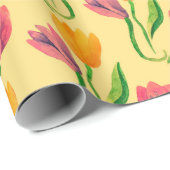 Tulpbloemen waterverf naadloos patroon cadeaupapier (Rol Hoek)